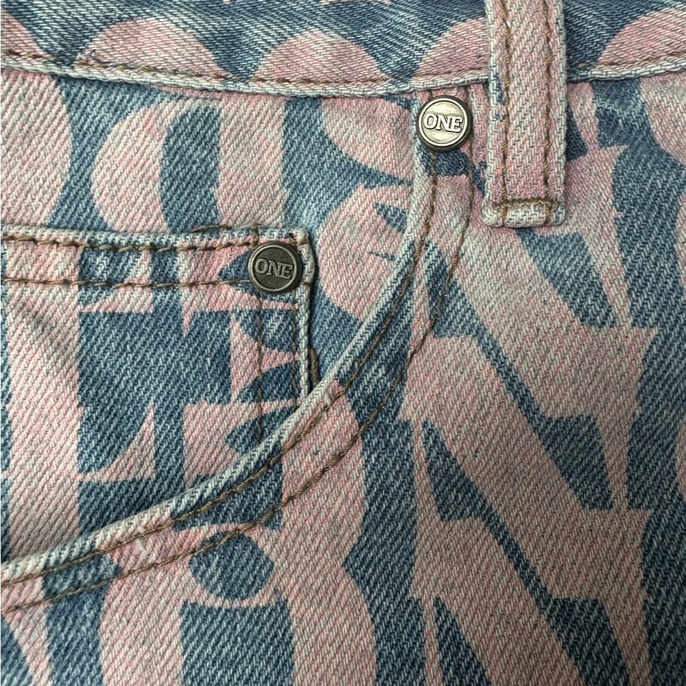 One Teaspoon Dukes Denim Shorts, Pacifica Print, Size 32 Boho Low Waist Shorts - Picture 9 of 14